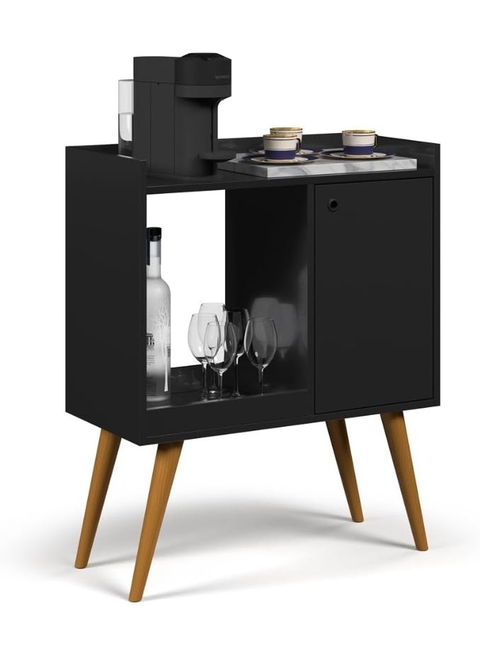 دولاب جانبي بتصميم ريترو لركن القهوة بباب واحد من لينوس، لون أسود - Image 1